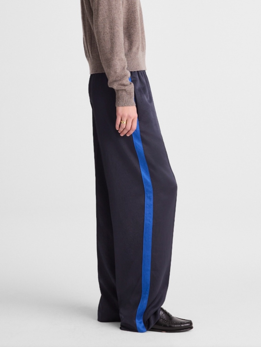Madewell Petite Easy Pull On Track Pant in Satin